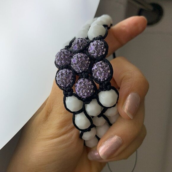 ANDRÉ FRANÇOIS SPARKLING CRYSTAL BEAD 3 Triple Layer Adjustable BRACELET NEW - Picture 8 of 10